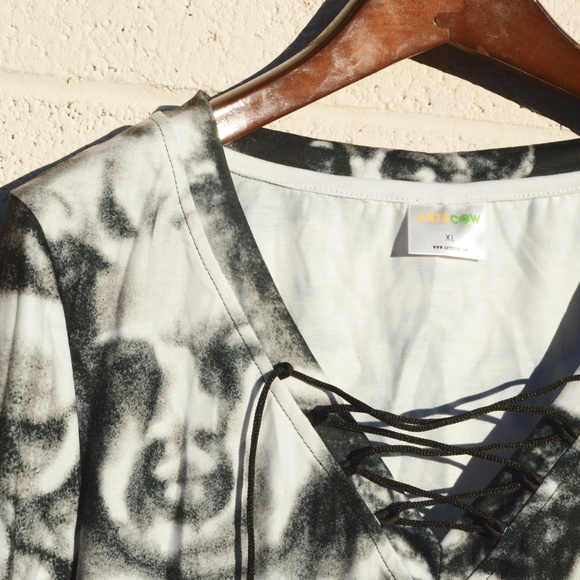 Cherub Floral Tunic Blouse Angels Putti Cupid Top - Picture 7 of 8